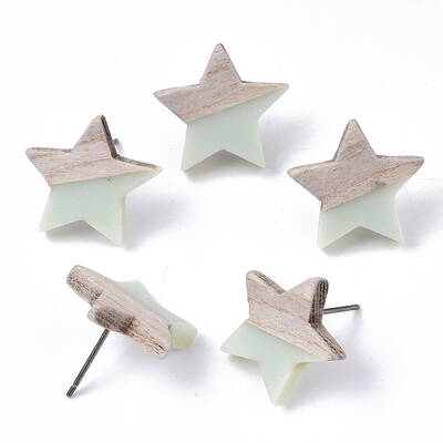 Resin & Wood Stud Earrings