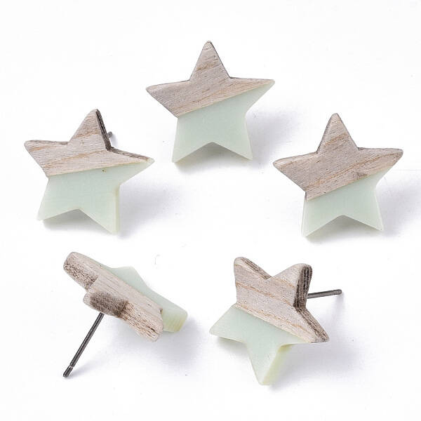 Resin & Wood Stud Earrings