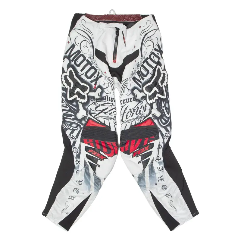 FOX Motocross Graffiti Print Womens Canvas Trousers White Tapered W32 L29