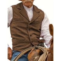 Men's Tweed Cowboy Vests Hunting Fishing Wool Herringbone Retro Elderly Aged Adult Men's Vintage Western Casual Business Vest...