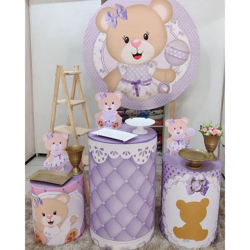 Aperturee Pink Strawberry Girl Round Happy Birthday Backdrop Kit | Custom Round Backdrop | Round Backdrop Fabric Cover | Birt...