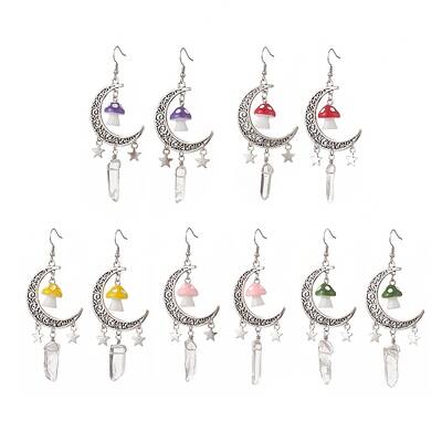 Alloy Moon with Star Chandelier Earrings