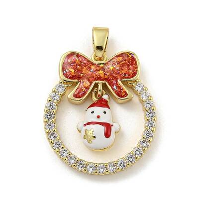 Christmas Brass Micro Pave Cubic Zirconia Pendant