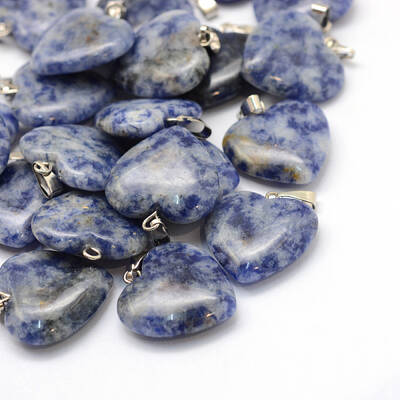Heart Natural Blue Spot Jasper Pendants
