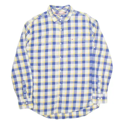 TOMMY HILFIGER Mens Shirt Blue Check Long Sleeve XL