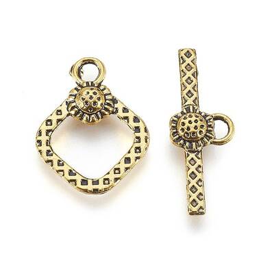 Tibetan Style Alloy Rhombus Toggle Clasps