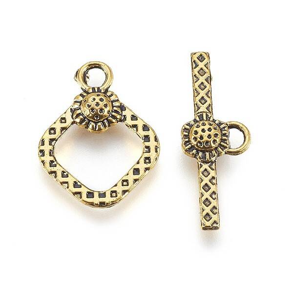 Tibetan Style Alloy Rhombus Toggle Clasps