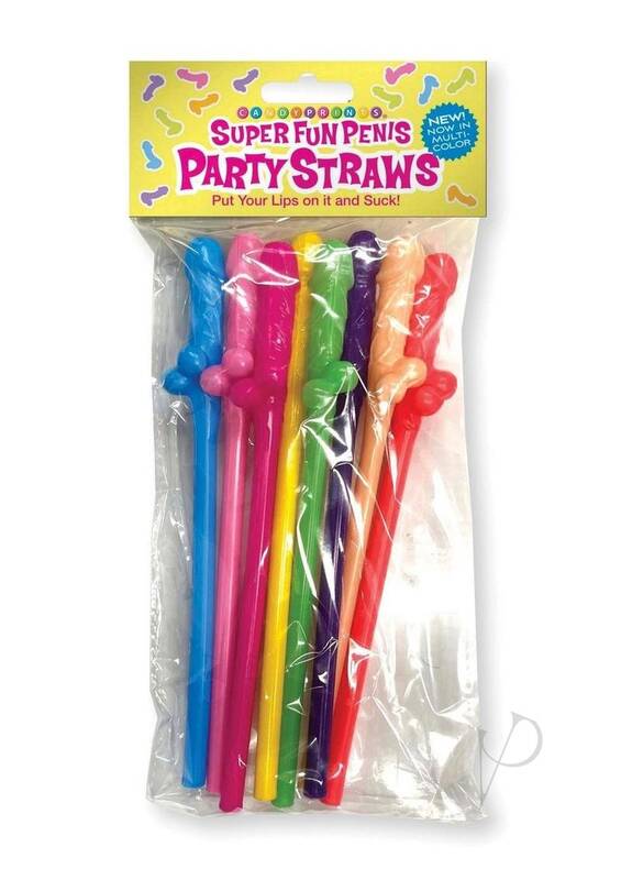 Super Fun Penis Straws 8pk Multicolor