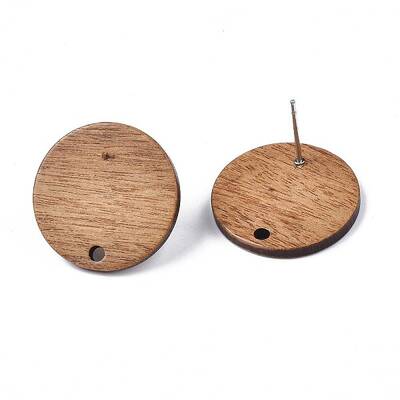 Walnut Wood Stud Earring Findings