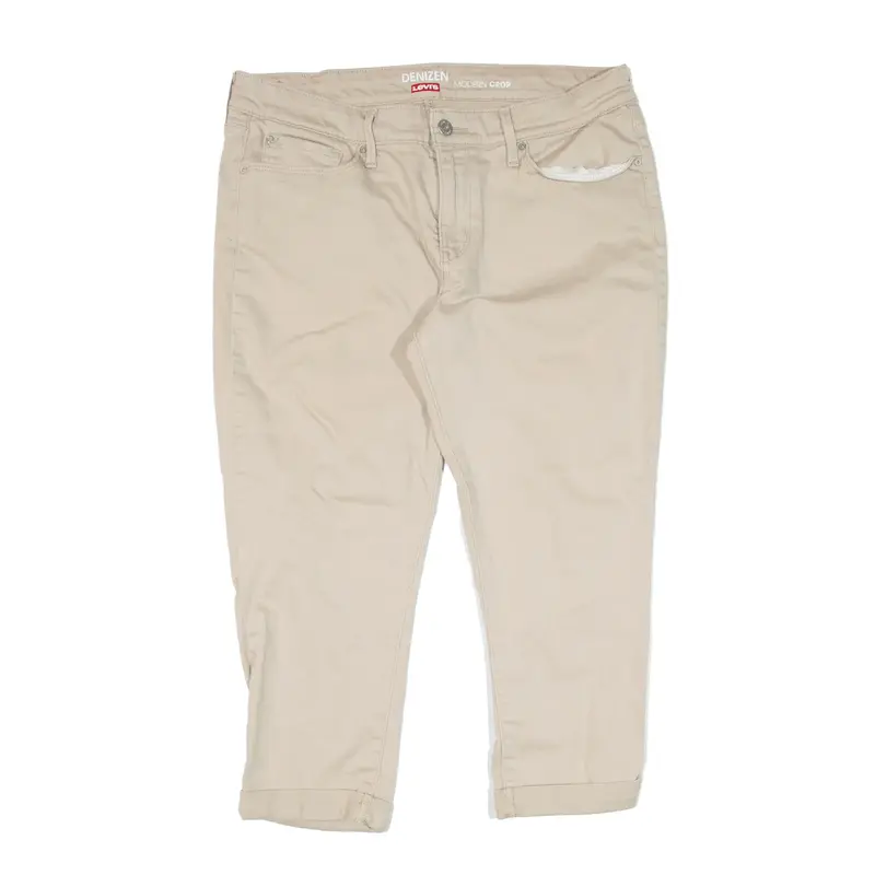 LEVI'S Denizen Modern Crop Trousers Beige Slim Tapered Womens W32 L21
