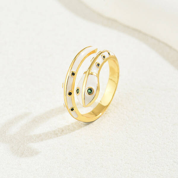 Brass Cubic Zirconia Snake Rings for Women