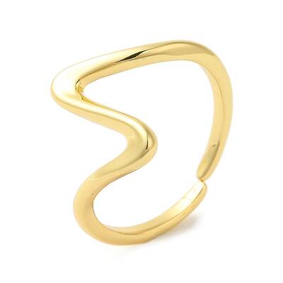 Rack Plating Wave Brass Open Cuff Ring for Women