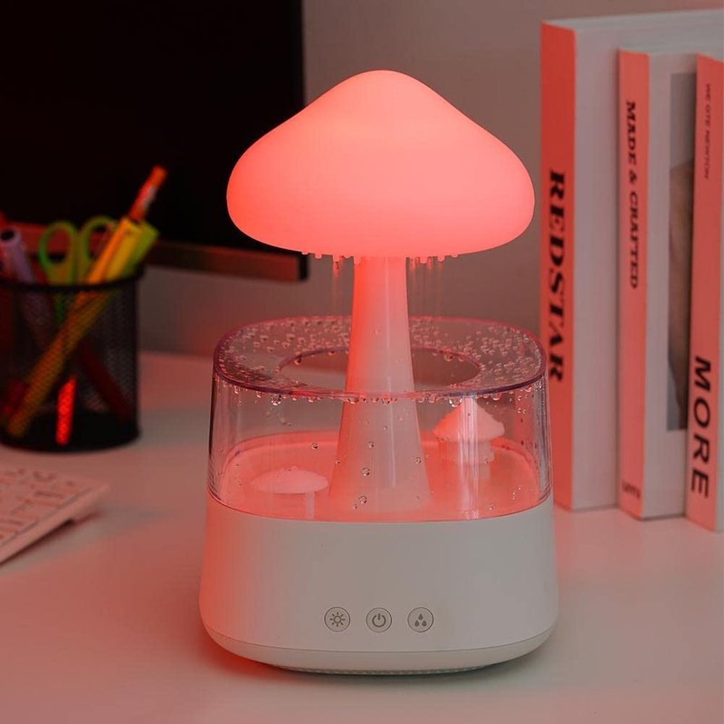 2-in-1 Desk Light Humidifier Rain Cloud Aromatherapy Essential Oil Zen Diffuser & Raining Cloud Night Light Mushroom Lamp