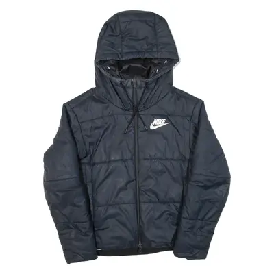 NIKE Womens Puffer Coat Black Hooded S