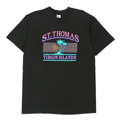 Single Stitch St. Thomas Virgin Islands. Fruit Of The Loom Graphic T-Shirt - Large Black Cotton
