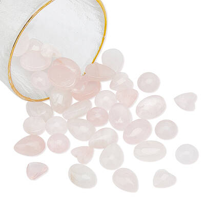 SUPERFINDINGS 40Pcs 4 Styles Natural Rose Quartz Gemstone Cabochon Rose Quartz Worry Stones Healing Chakra Crystal Stone for ...