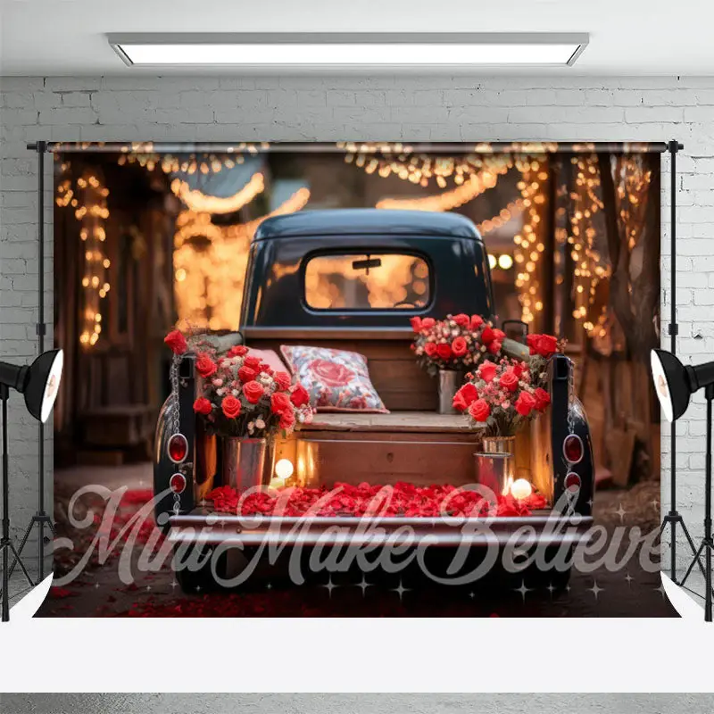 Bright Red Roses Truck Light Bokeh Floral Backdrop - Aperturee