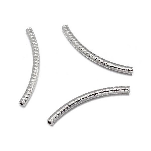 Carved Curved Brass Tube Beads
