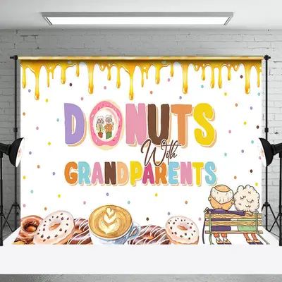 White Donuts Cream Happy Grandparents Day Backdrop
