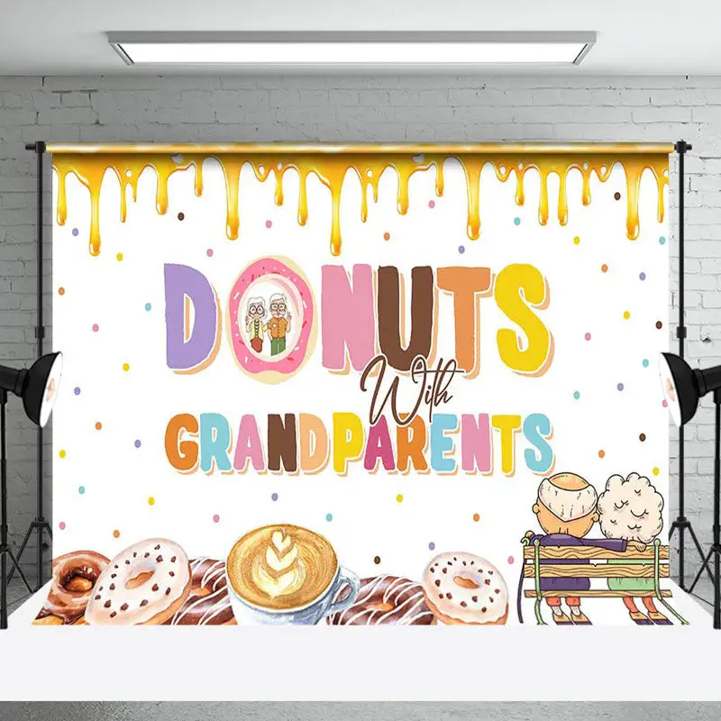 White Donuts Cream Happy Grandparents Day Backdrop