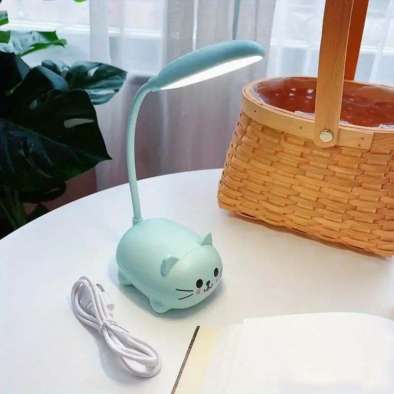Cute Cat Design Desk Lamp, USB Rechargeable LED Table Light, Adjustable Reading Lamp, Decorative LED Light For Home Office B...