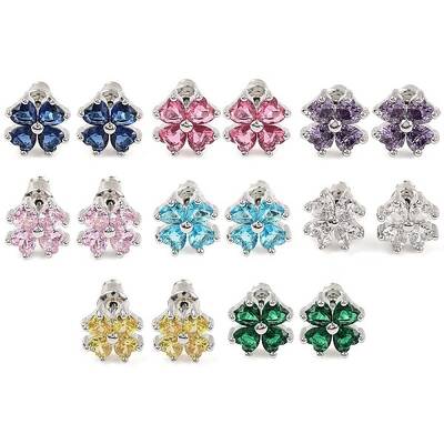 Cubic Zirconia Clover Stud Earrings