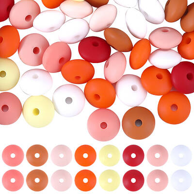 96Pcs 12 Colors Food Grade Eco-Friendly Silicone Abacus Beads
