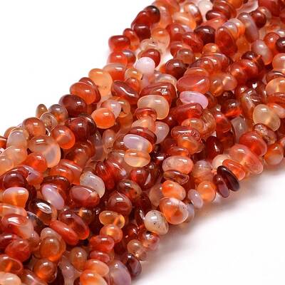 Dyed Natural Carnelian Chip Beads Strands