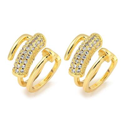 Brass Micro Pave Cubic Zirconia Cuff Earrings