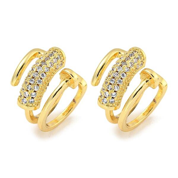 Brass Micro Pave Cubic Zirconia Cuff Earrings