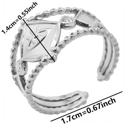 Geometric Eye Design Stainless Steel Cuff Ring for Unisex