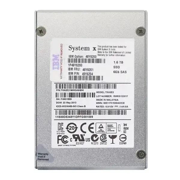 IBM 49Y6200 | 1.6TB Multi-Level Cell SAS 6Gb/s 2.5-Inch Solid State Drive for X3530 M4