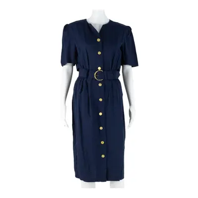 PERIWINKLE Womens Day Dress Blue Short Sleeve Midi M