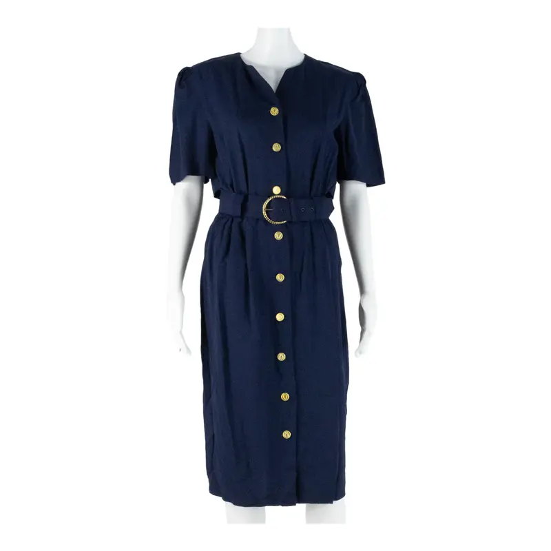 PERIWINKLE Womens Day Dress Blue Short Sleeve Midi M