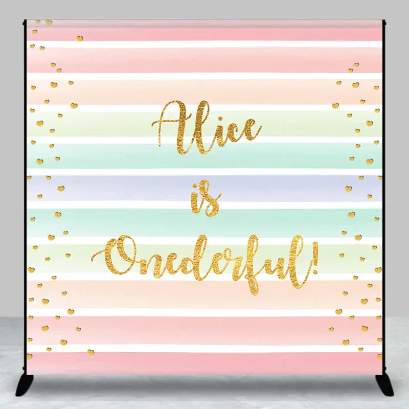 Custom Onederful Colorful Stripes Birthday Backdrop - Aperturee