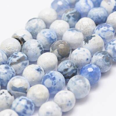 Faceted Natural Fire Crackle Agate Beads Strands