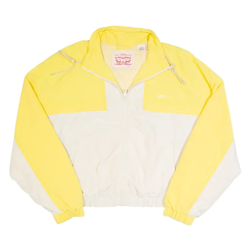LEVI'S Mesh Lined Cropped Windbreaker Womens Track Jacket Yellow Colourblock M