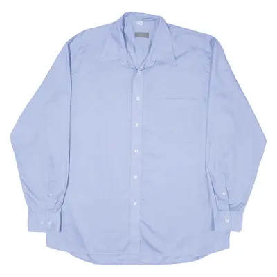 RENATO CAVALLI Plain Shirt Blue Long Sleeve Mens XL