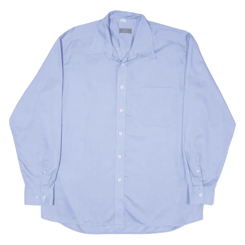 RENATO CAVALLI Plain Shirt Blue Long Sleeve Mens XL
