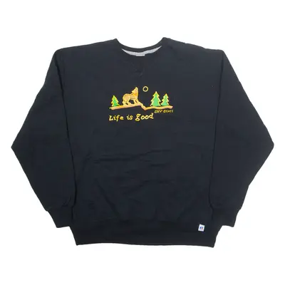 RUSSELL ATHLETIC Life Is Good Wolf Mens Sweatshirt Black XL