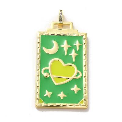 Brass Micro Pave Cubic Zirconia Pendant with Enamel