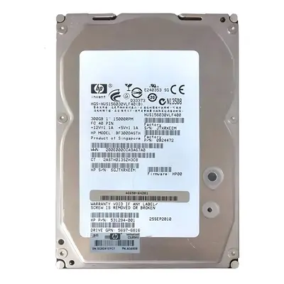 531294-001B HP 300GB 15000RPM Fibre Channel 4 Gb/s 3.5-Inch 16MB Cache Hot Swap Hard Drive