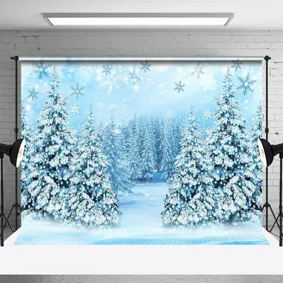 Ice And Snow Pine Forest Snowflake Winter Backdrop - Aperturee