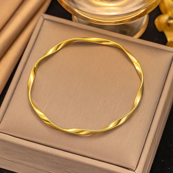 304 Stainless Steel Twisted Bangles for Women