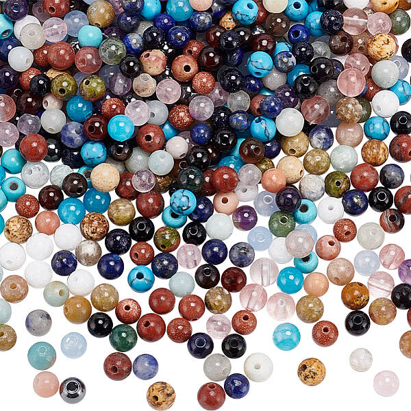 650Pcs 26 Styles Natural & Synthetic Mixed Gemstone Beads