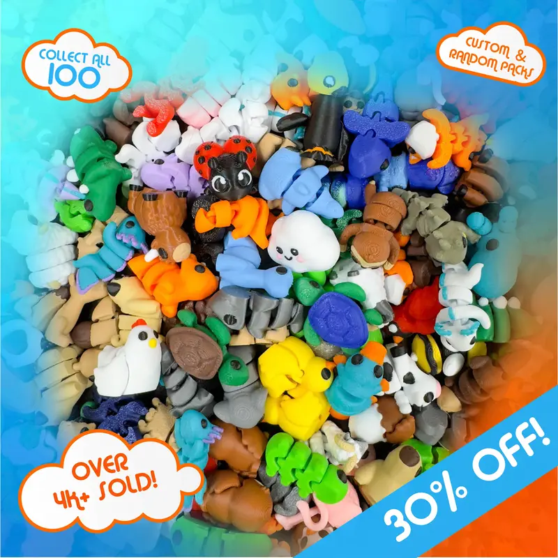 Micro Mini pack, 3D Printed Items - Random or Custom Pack With Optional Container Decor