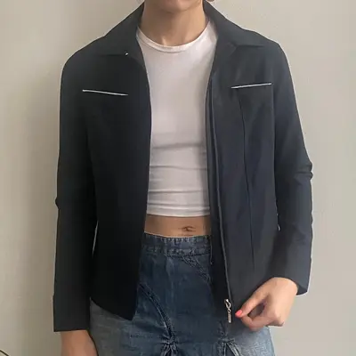 Zabaione Zip Up - XS Navy Viscose Blend
