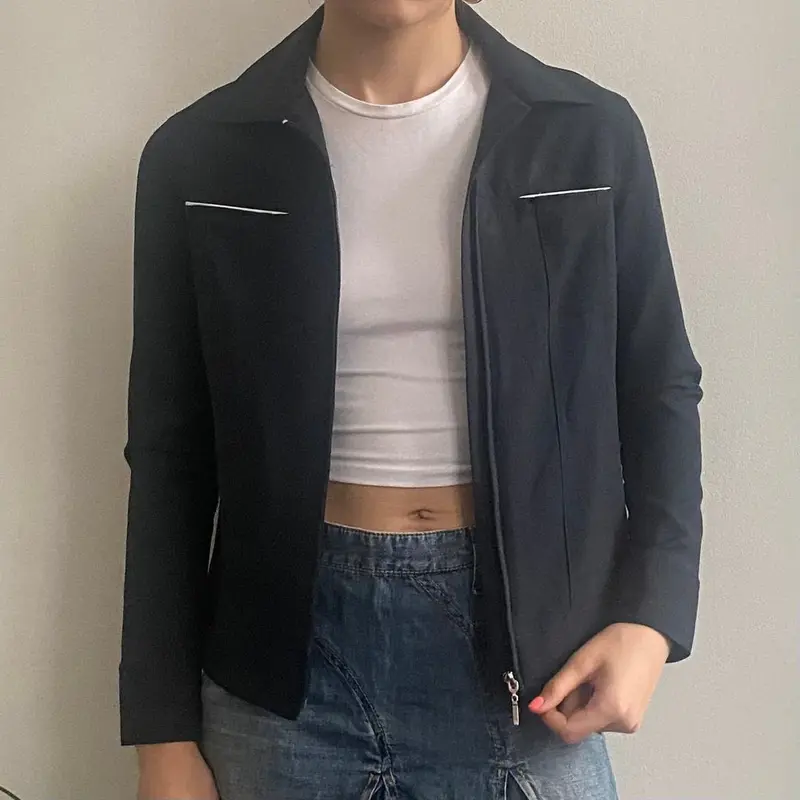 Zabaione Zip Up - XS Navy Viscose Blend