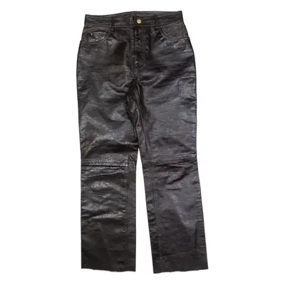 TRUSSARDI Womens Leather Trousers Brown Regular Straight W28 L28