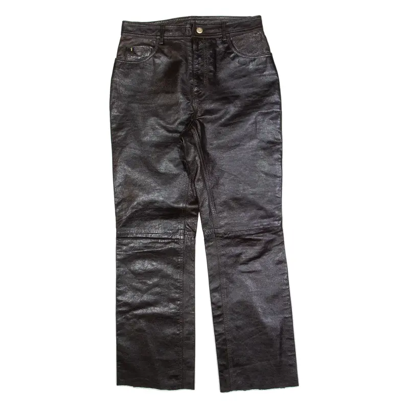 TRUSSARDI Womens Leather Trousers Brown Regular Straight W28 L28